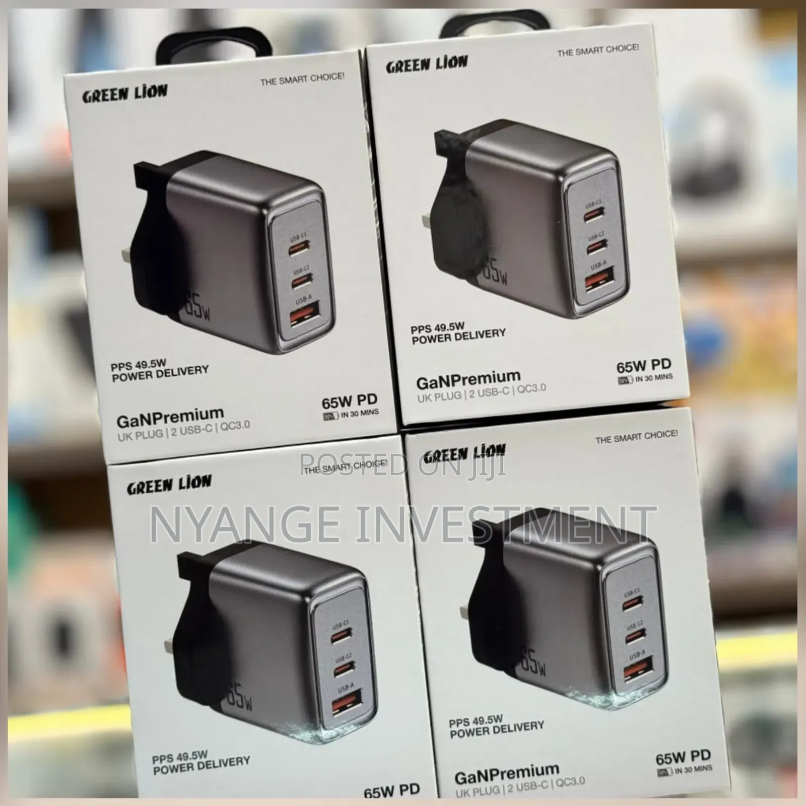 Green Lion Gan Premium Wall Charger , Uk Type. Laptop/ Phone Charger