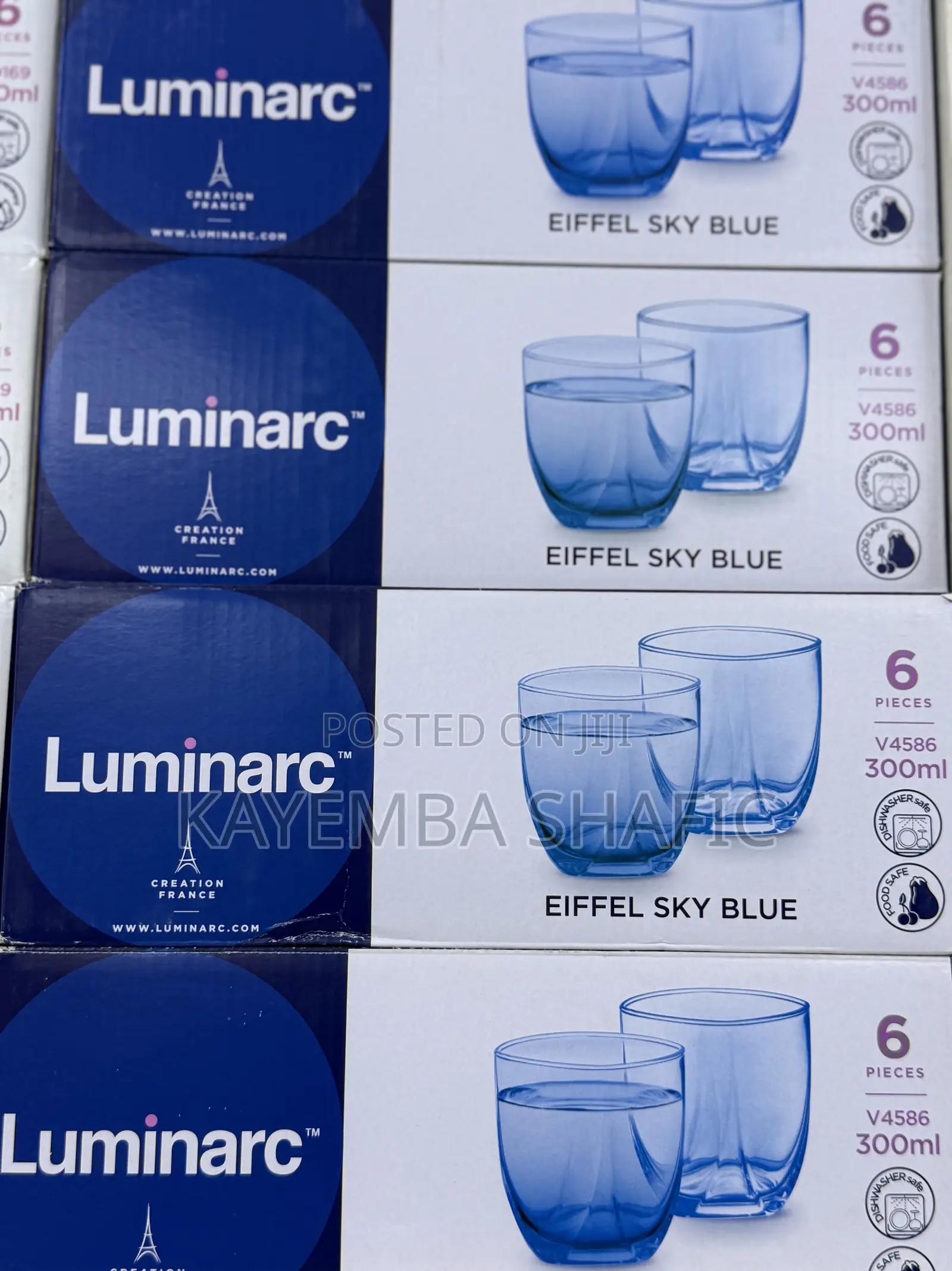 Original Luminarc Eiffel Sky Blue Glasses (1 Dozen / 12 Pieces)