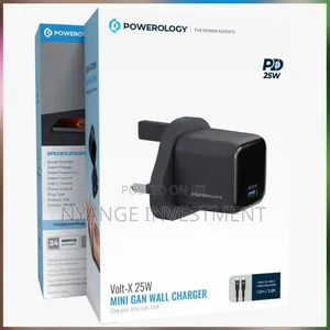 Powerology 25w Mini Gan Wall Charger With 1.2m Type C to Type C Cable
