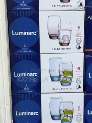 Genuine Luminarc Salto Ice Pink Tumblers Glasses- 12 Pieces (1 Dozen)