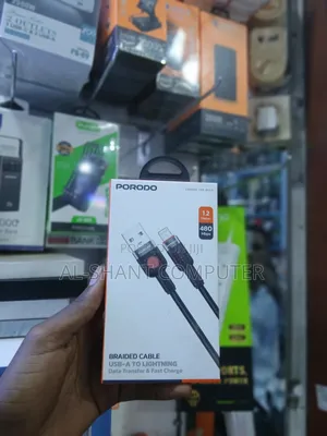Porodo 480mbps Usb-Lightening Braided Cable/Usb-Iphone Cable