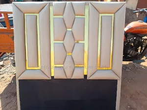Geometric Bed 4by6 in Brown Leather
