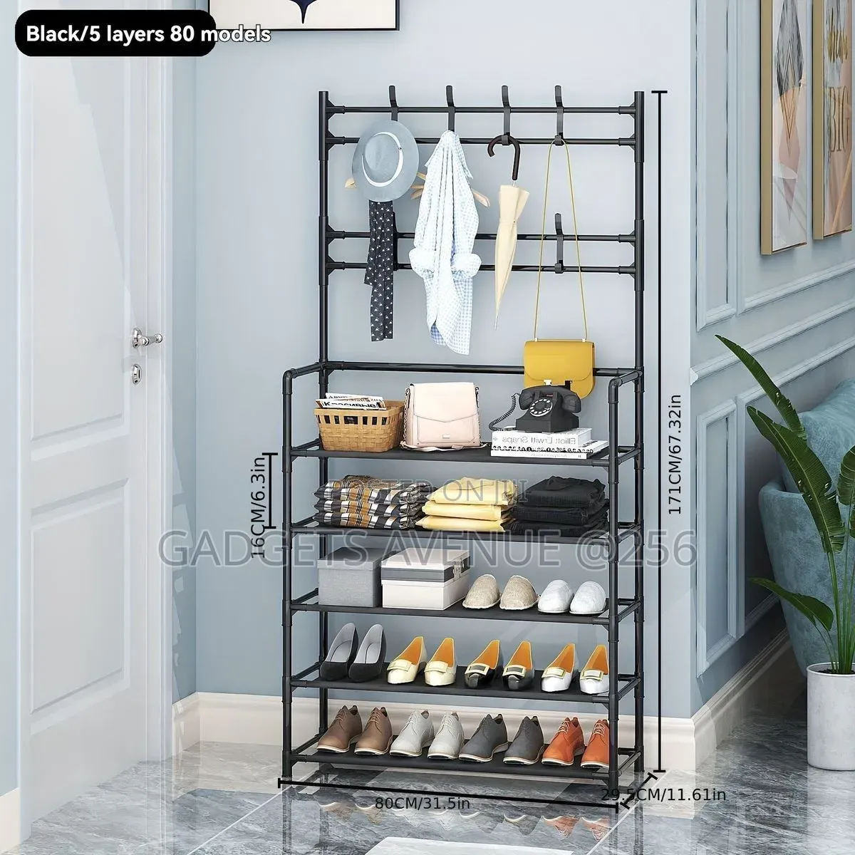 5-layer Multipurpose Shoe Rack Features A Sturdy Metal Frame