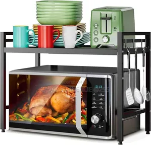 Extendable Kitchen Shelf Organizer Is Made of Durable Carbon Steel