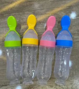 Blue Silicone Baby Food Dispensing Spoon Bottle
