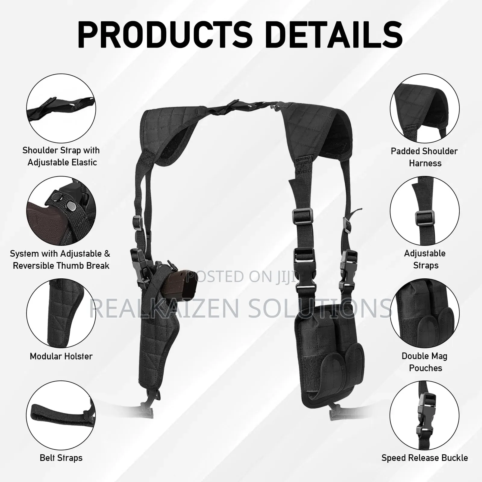 Usa Universal Ballistic Nylon Shoulder Gun Holster| Double Mag Pouch