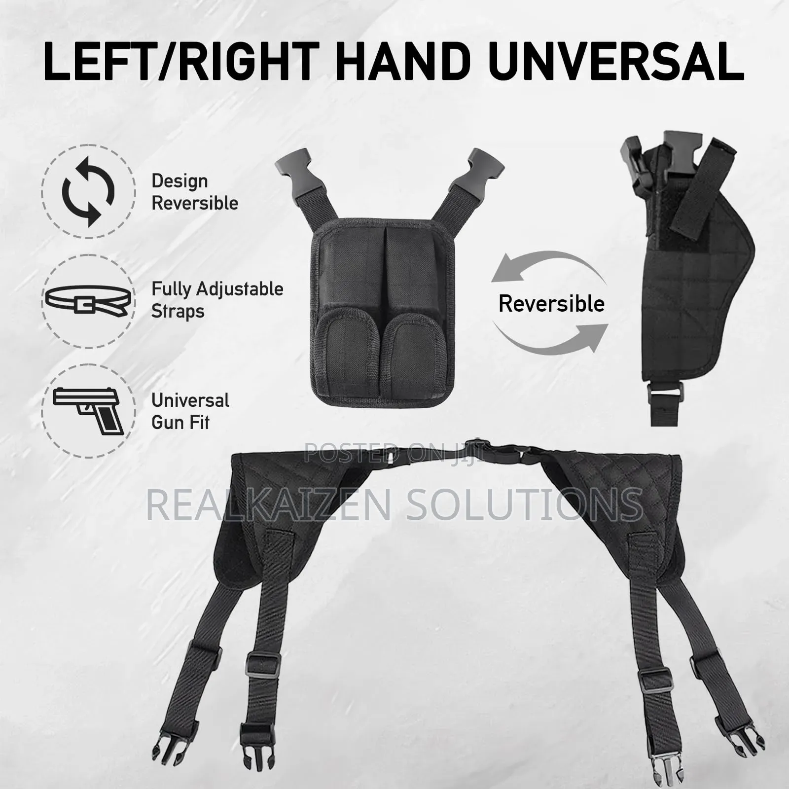 Usa Universal Ballistic Nylon Shoulder Gun Holster| Double Mag Pouch