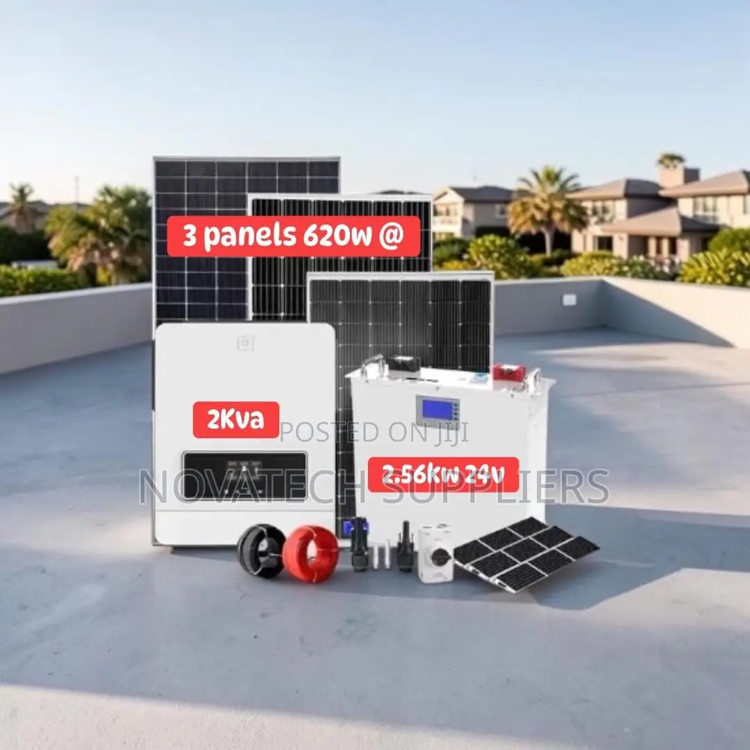Clean Energy Solar System - 2.56kwh Solar Power Kit, 24v 100ah Battery