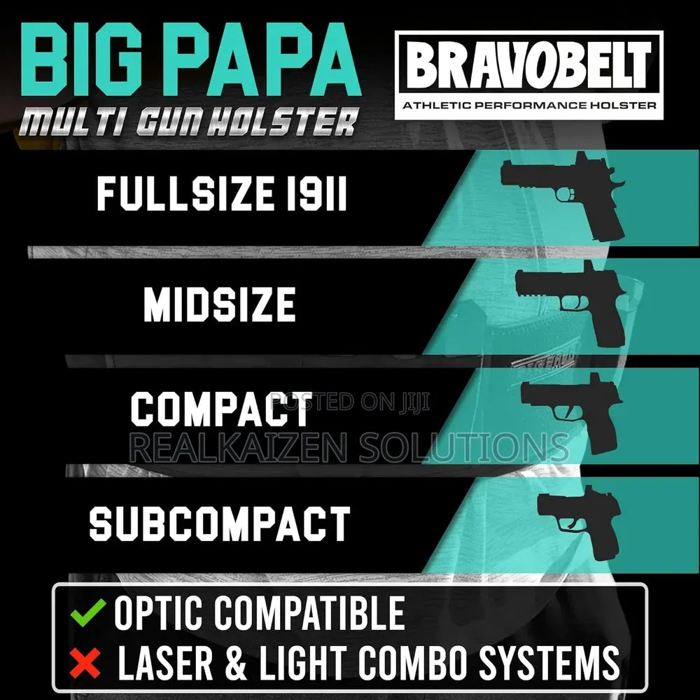 Usa Bravobelt Belly Gun Band Holster Big Papa Edition| Fits 55" to 65"