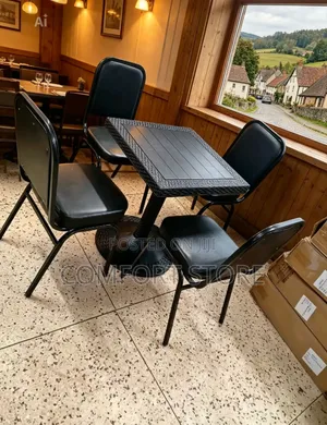 4 Seat Square Table in Black With Restaurant Hotel and Home