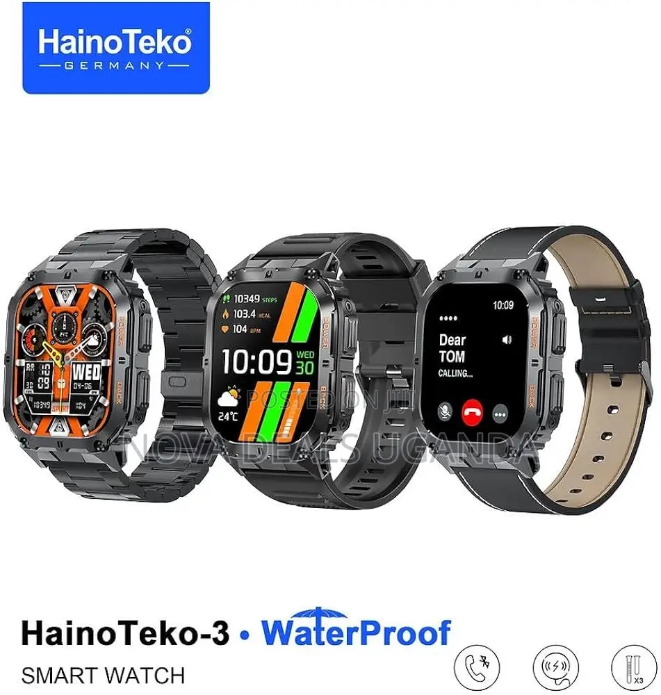 Haino Teko-3 Amoled Display Waterproof Smart Watch With 3 Pair Straps