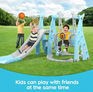 4-in-1 Indoor/Outdoor Swing Set for Kids With Basketball Hoop