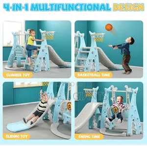 4-in-1 Indoor/Outdoor Swing Set for Kids With Basketball Hoop
