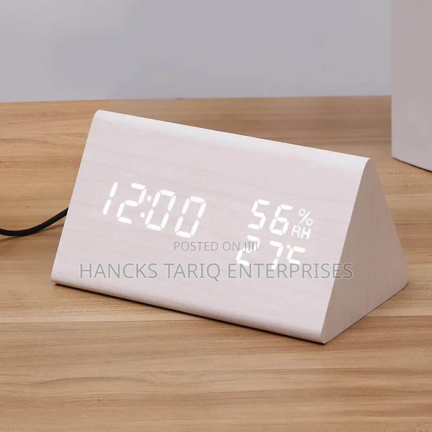 ​Triangular Wooden Digital Desk Clock