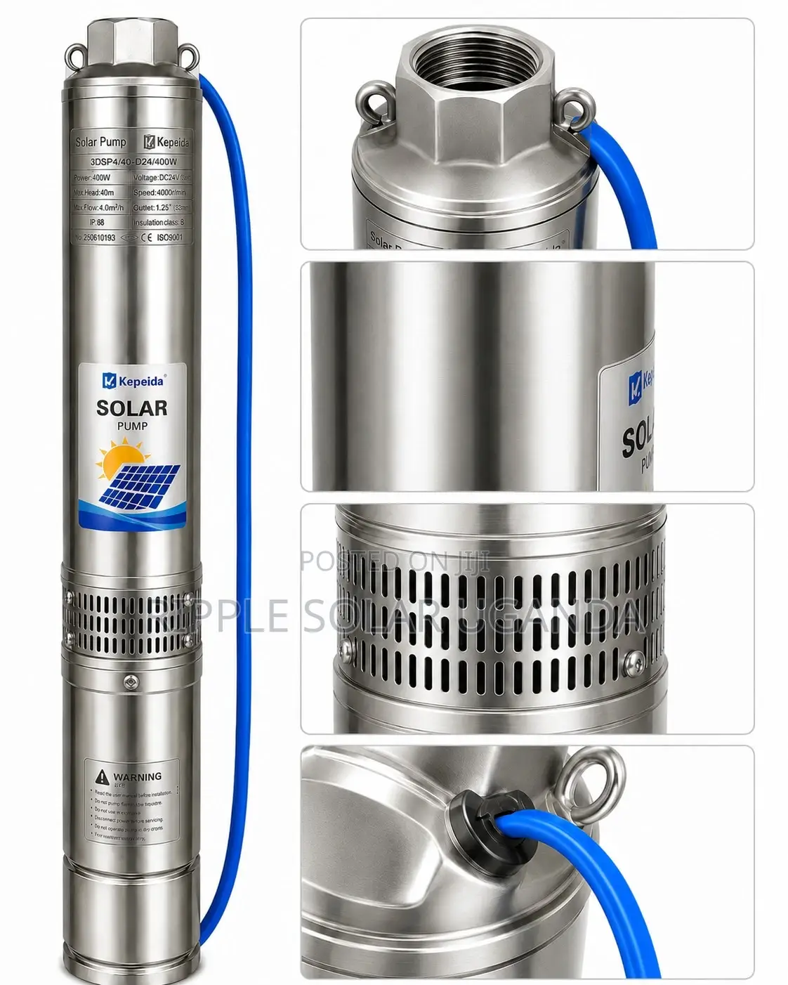 400w Solar Water Pump 40m Head Borehole Pump 4000l/H 24v