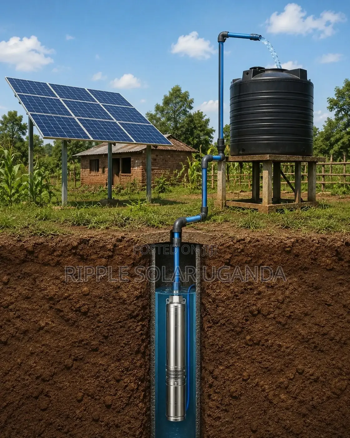 400w Solar Water Pump 40m Head Borehole Pump 4000l/H 24v