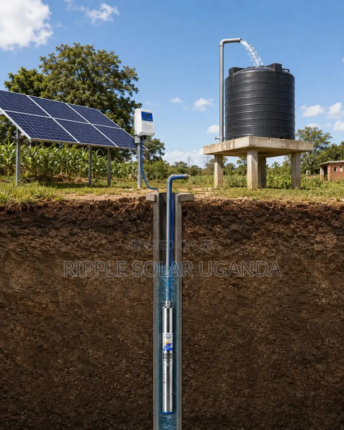 600W Solar Water Pump – 85m Head 4,000l/H 48V DC