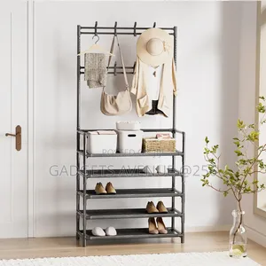 5-layer Multipurpose Shoe Rack Features A Sturdy Metal Frame