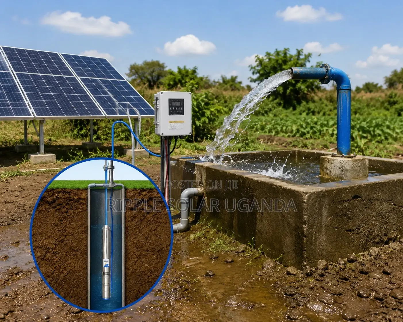 750w Solar Borehole Water Pump 95m Head AC/Dc 4000l/H