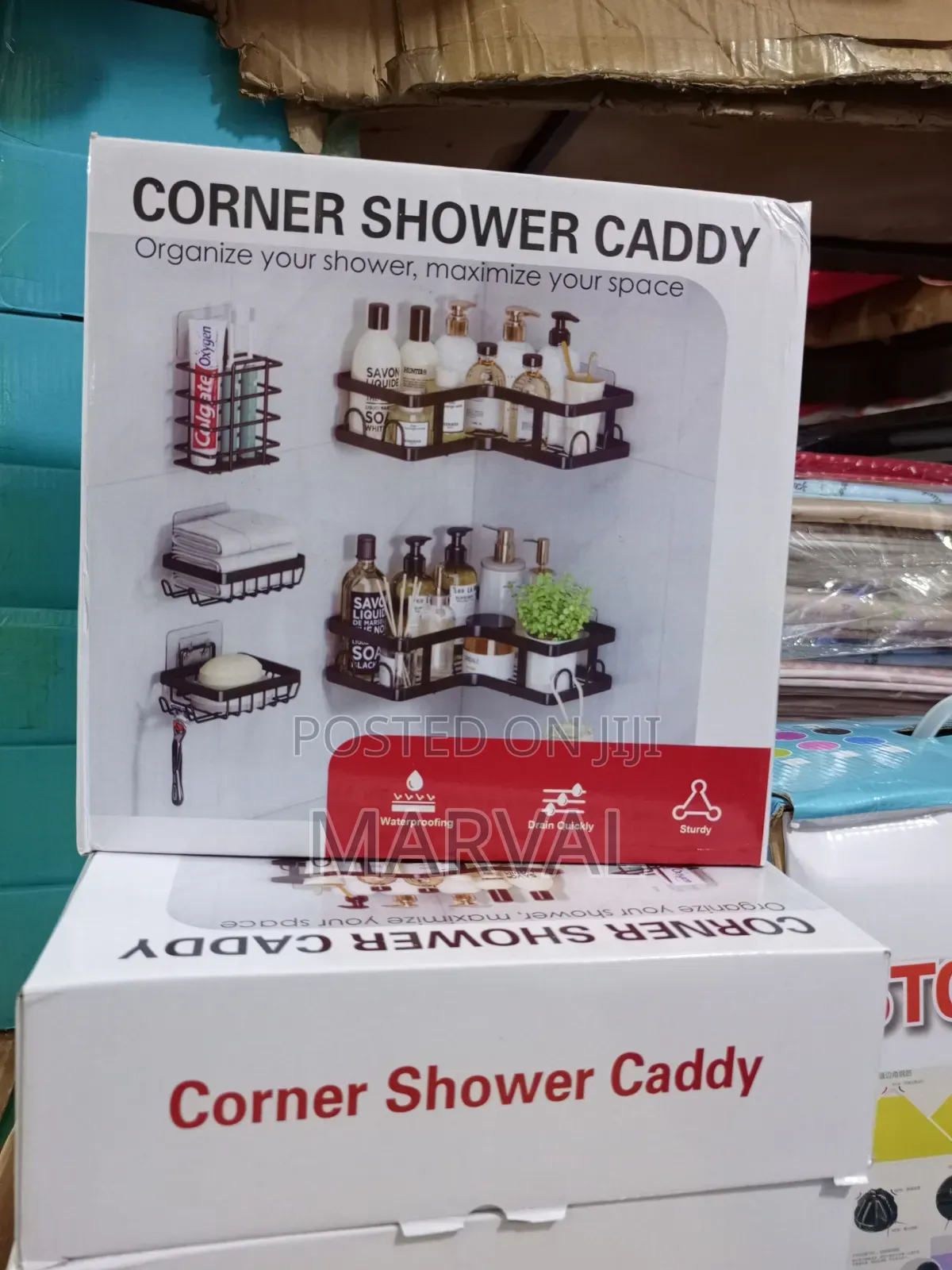 5-Piece Black Stainless Steel Corner Shower Caddy Set