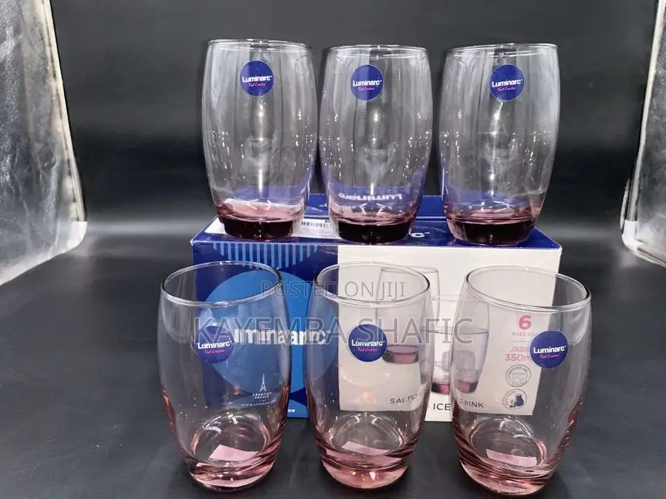 Genuine Luminarc Salto Ice Pink Tumblers Glasses- 12 Pieces (1 Dozen)