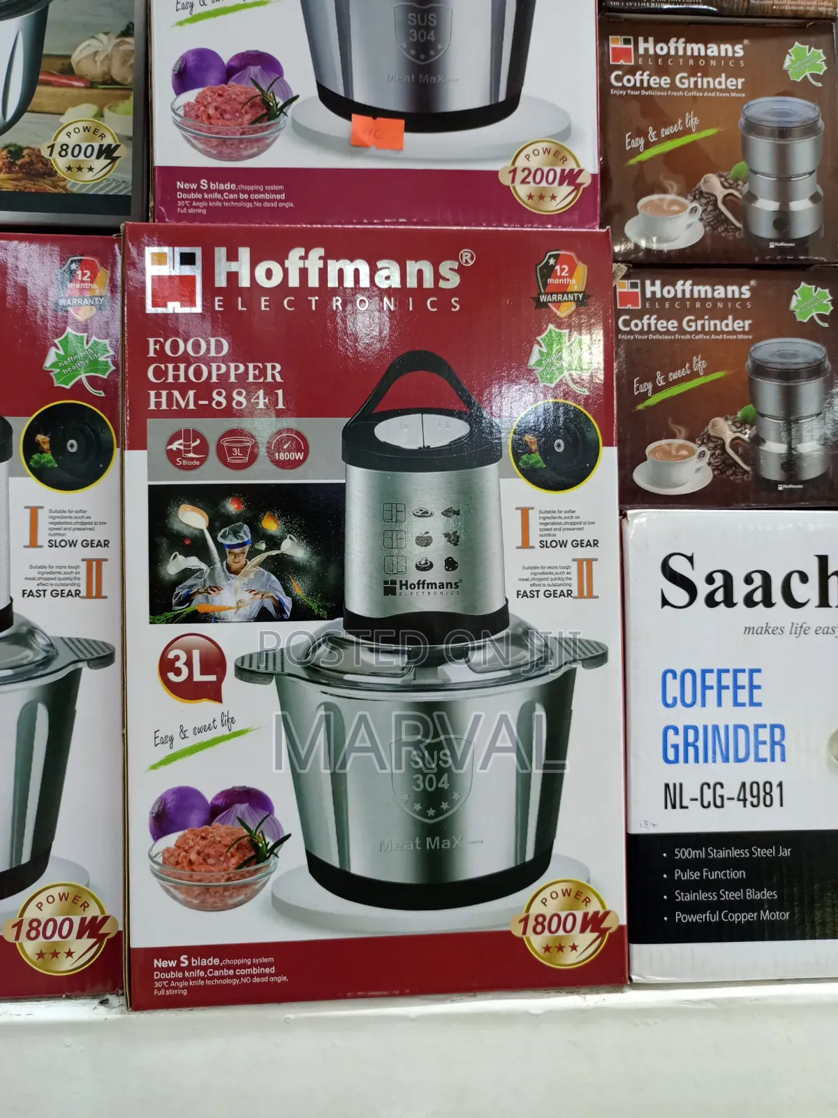 Hoffmans Hm-8841 Food Chopper With a 3l Stainless Steel Bowl 1800w