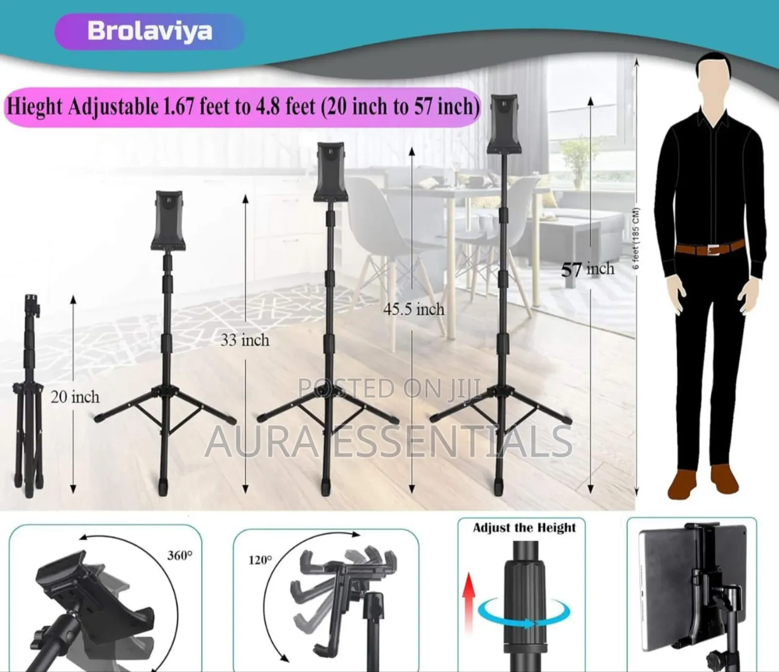 Mobile and Tablet Tripod Floor Stand