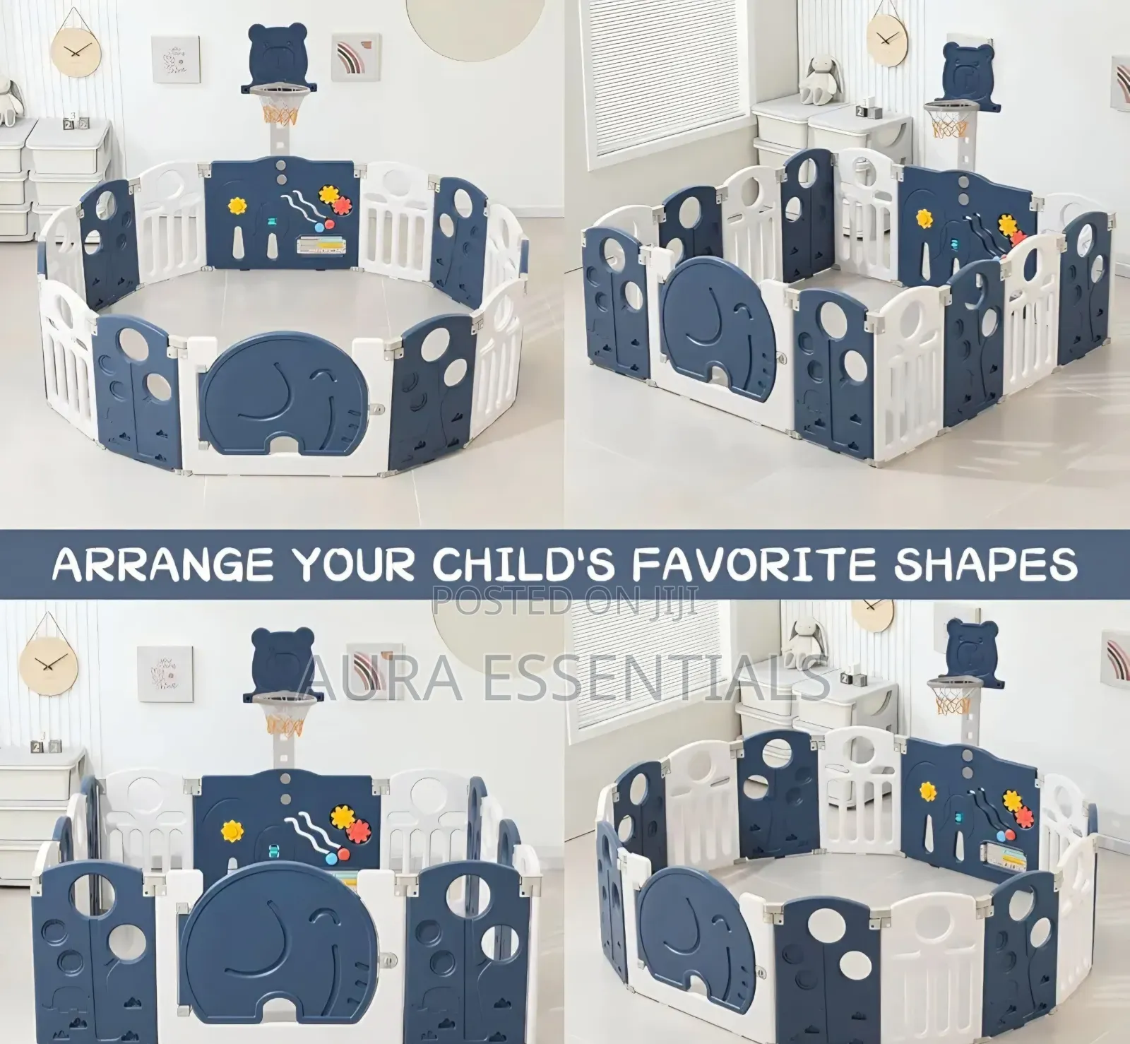Kids Foldable Activity Centre Playpen With Basketball Hoop