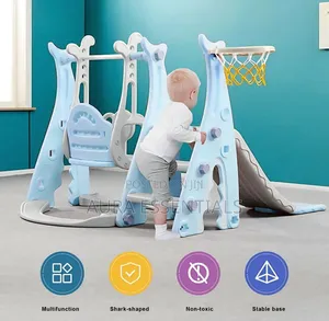 4-in-1 Indoor/Outdoor Swing Set for Kids With Basketball Hoop