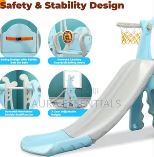 4-in-1 Indoor/Outdoor Swing Set for Kids With Basketball Hoop
