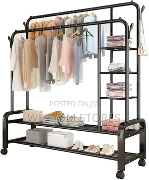 Metal Coat Rack Wheeled Clothes Rack