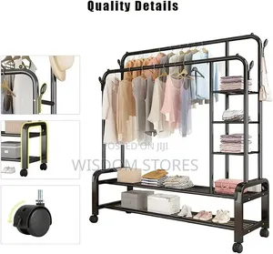 Metal Coat Rack Wheeled Clothes Rack
