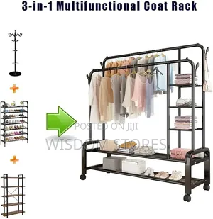 Metal Coat Rack Wheeled Clothes Rack