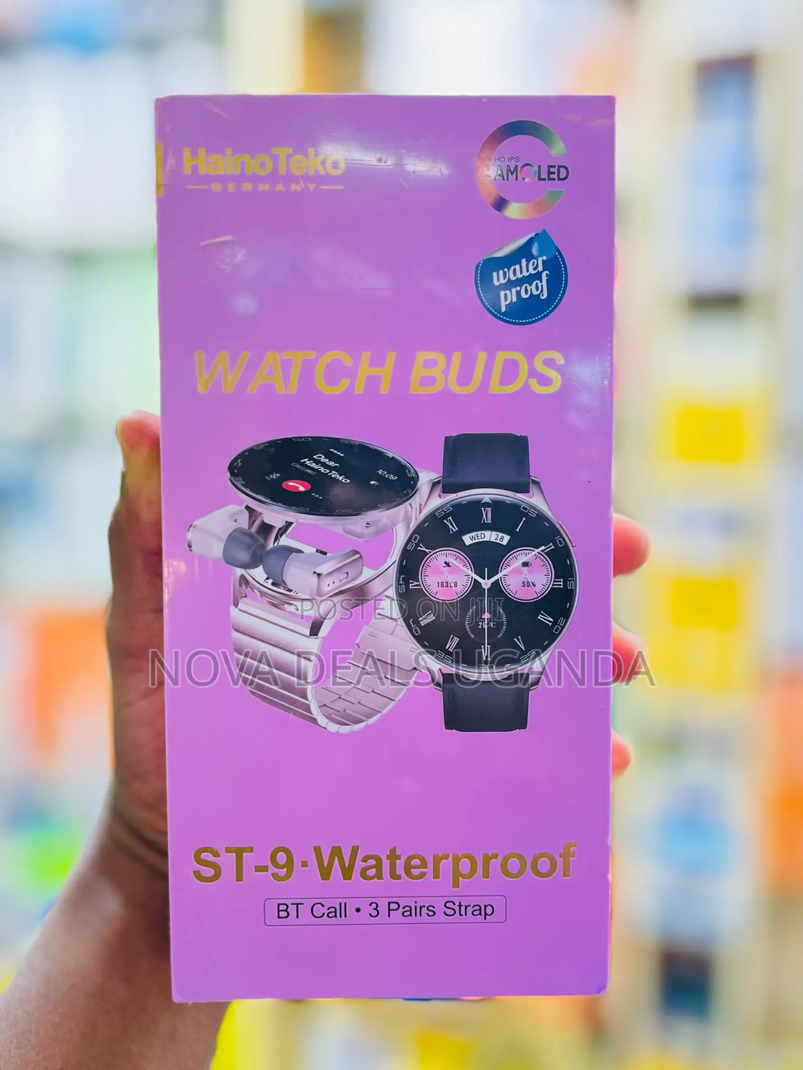 Hainteko St 9 Smart Watch With Gold Earphone, 3 Pair Strap