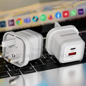 Powerology 35w Dual Port Fast Wall Charger, Usb-C Pd Usb-A