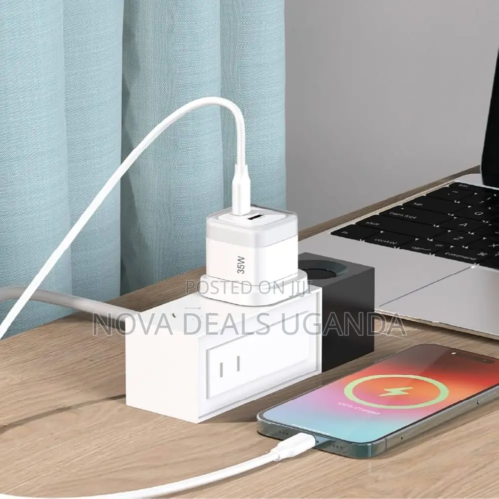 Powerology Lunex Series 35w Dual Port Fast Wall Charger, Usb-C Pd