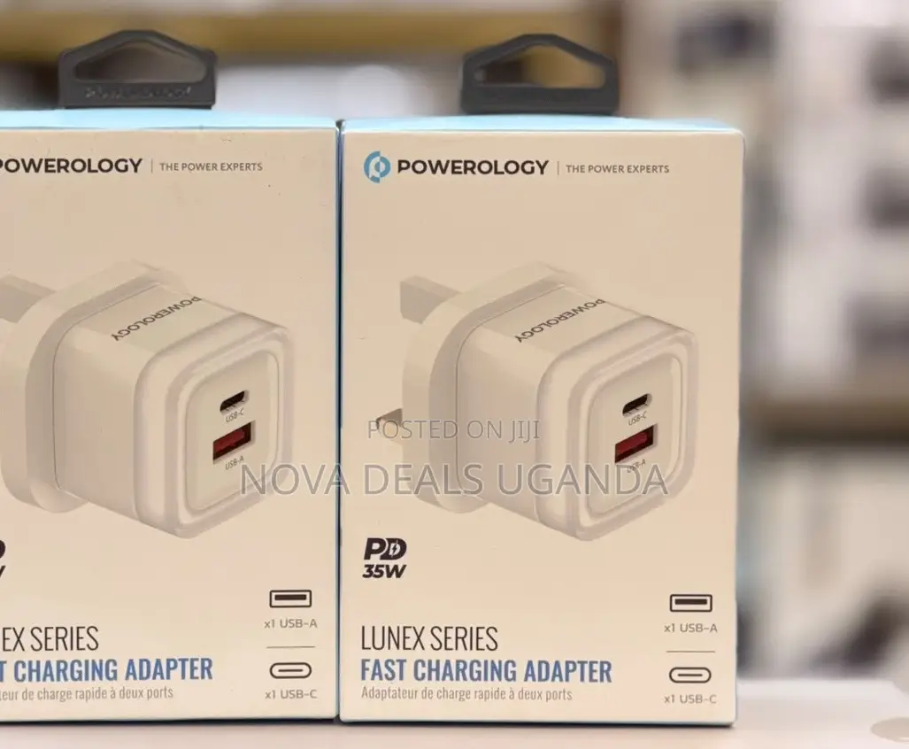 Powerology Lunex Series 35w Dual Port Fast Wall Charger, Usb-C Pd