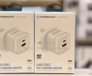 Powerology Lunex Series 35w Dual Port Fast Wall Charger, Usb-C Pd