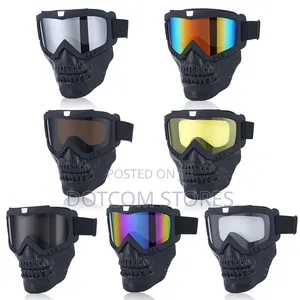 Skull Motorcycle Goggles Removable Face Mask Safety Glasses Eyewear