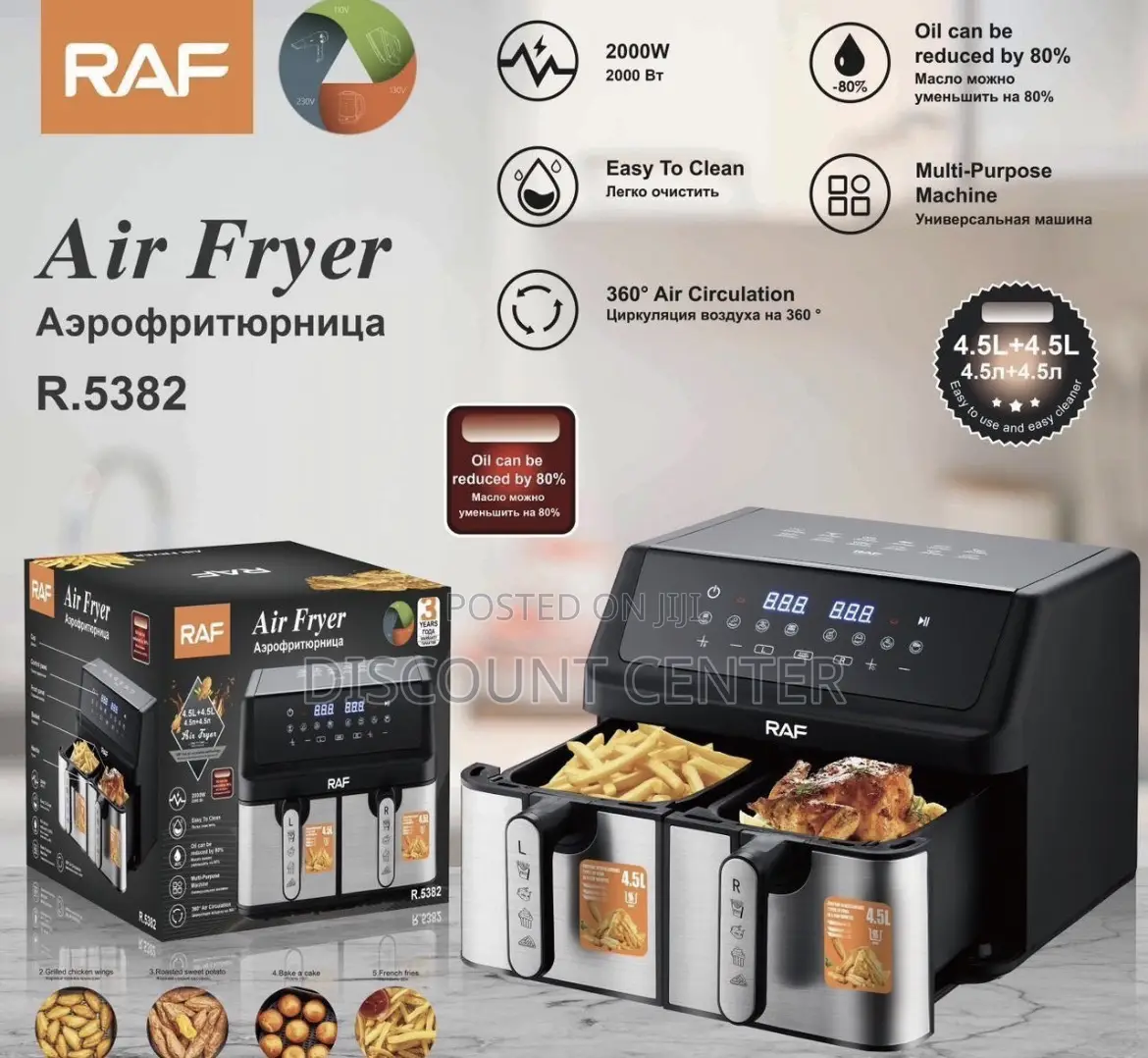 Double Air Fryer Electric 4.5 Liter