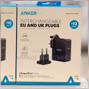 Anker Powerport 4 Lite, a 27w 4-Port Usb-a Wall Charger.