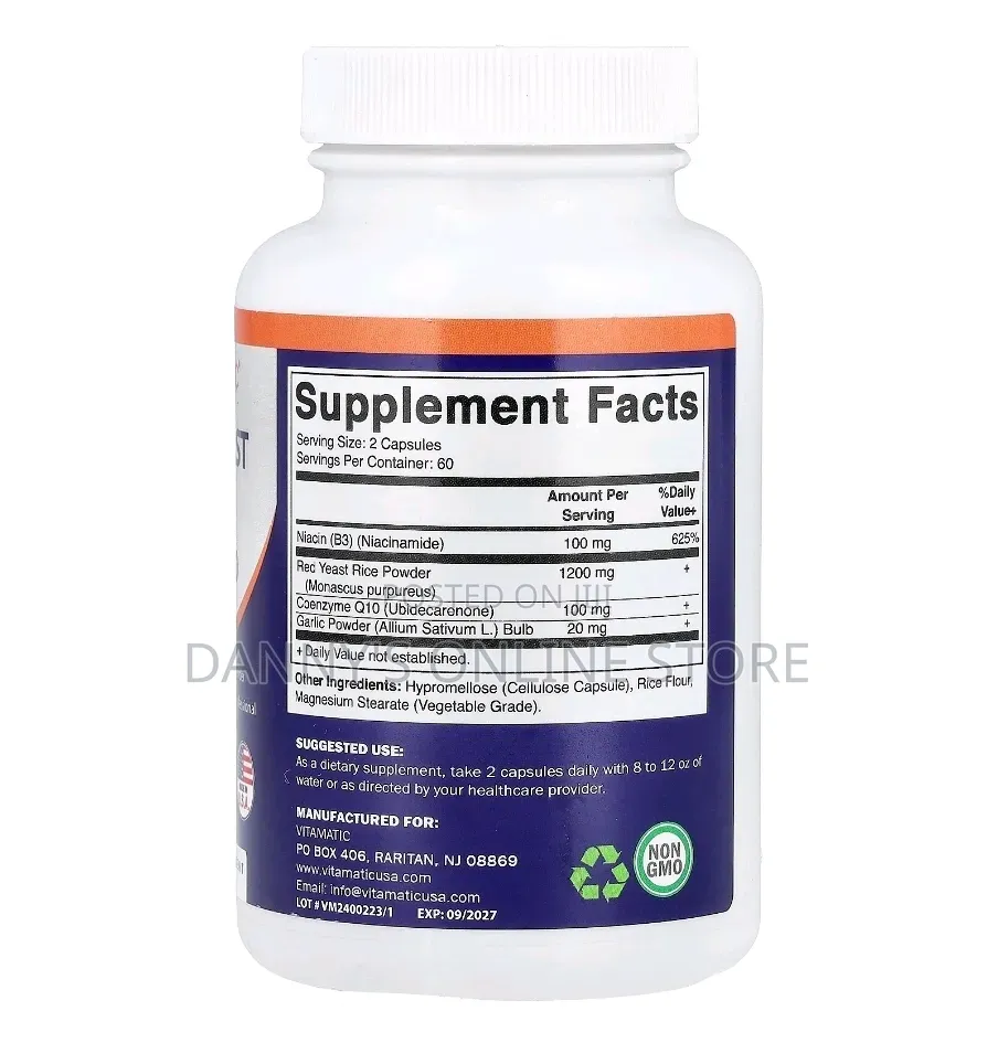 Red Yeast Rice, 1200mg, Plus Coq10 and Garlic, 120 Capsules
