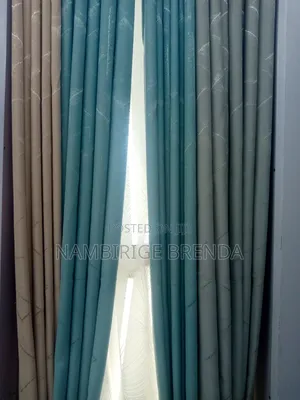 Elegant Teal and Beige Curtains