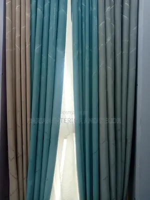 Elegant Teal and Beige Curtains