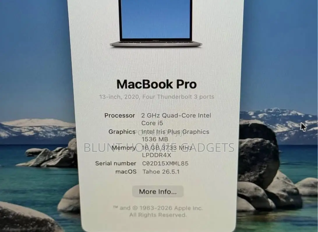 Laptop Apple MacBook Pro 2020 8GB Intel Core i5 SSD 512GB
