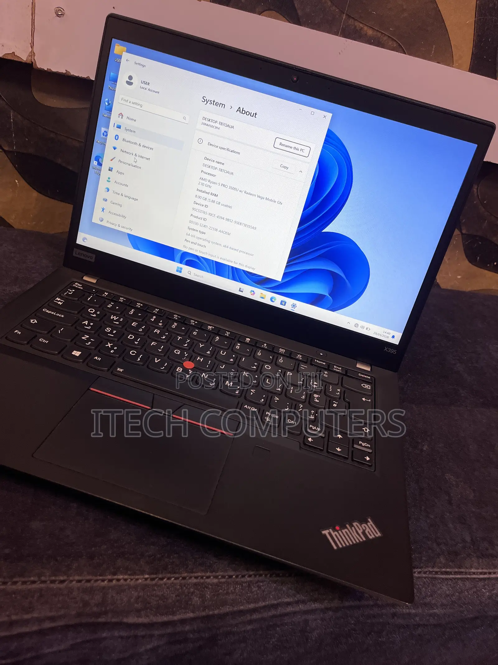 Laptop Lenovo ThinkPad X395 8GB Intel Core i5 SSD 256GB