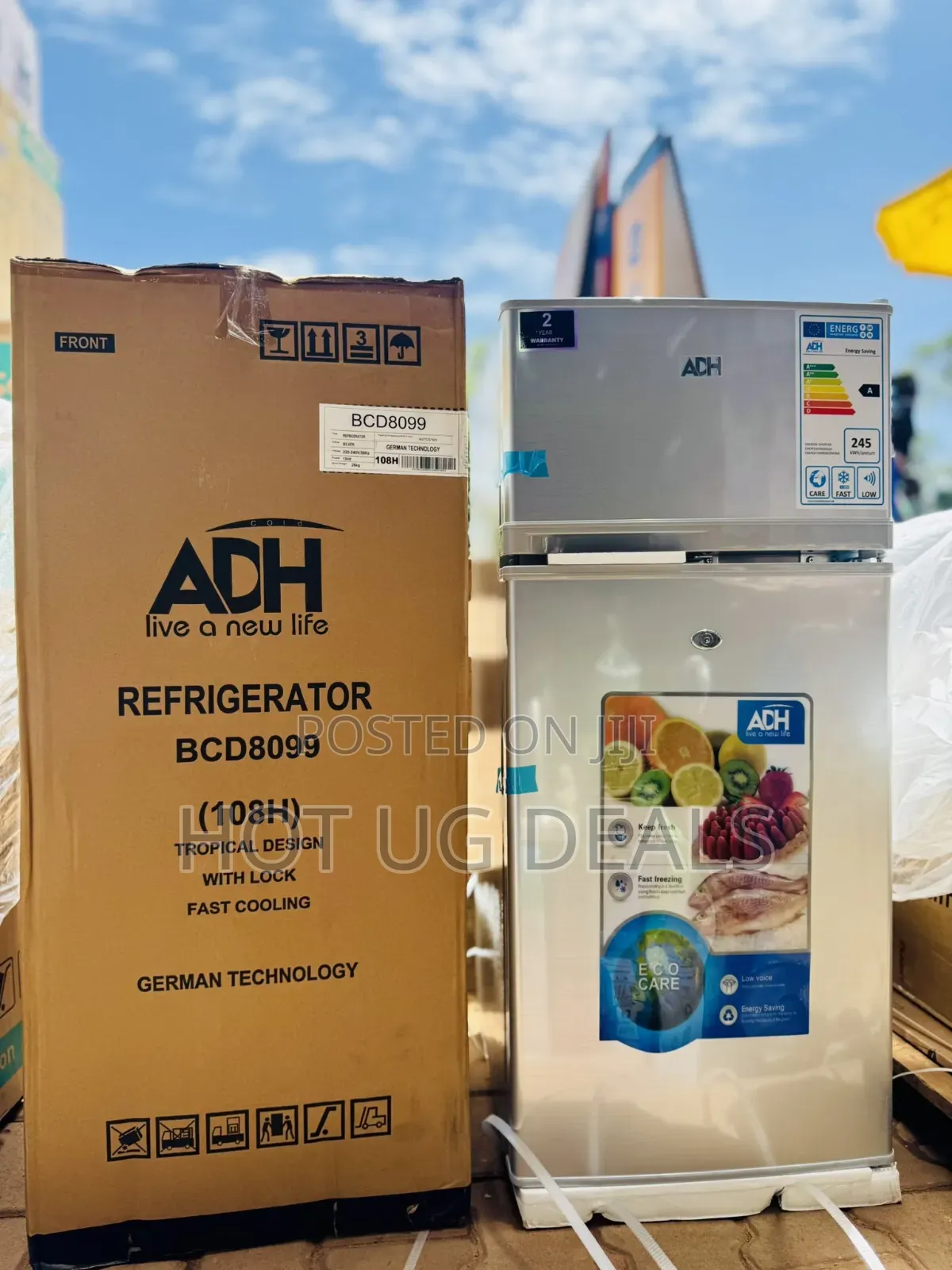 Adh 140 Liters Double Door Top Freezer Defrost Fridge – Inox
