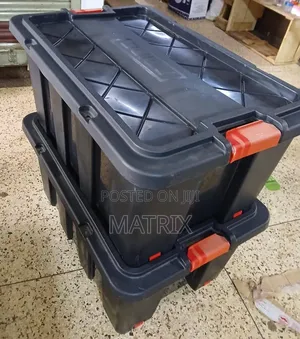 180l Heavyduty Stackable Plastic Tote Storage Box With Wheels