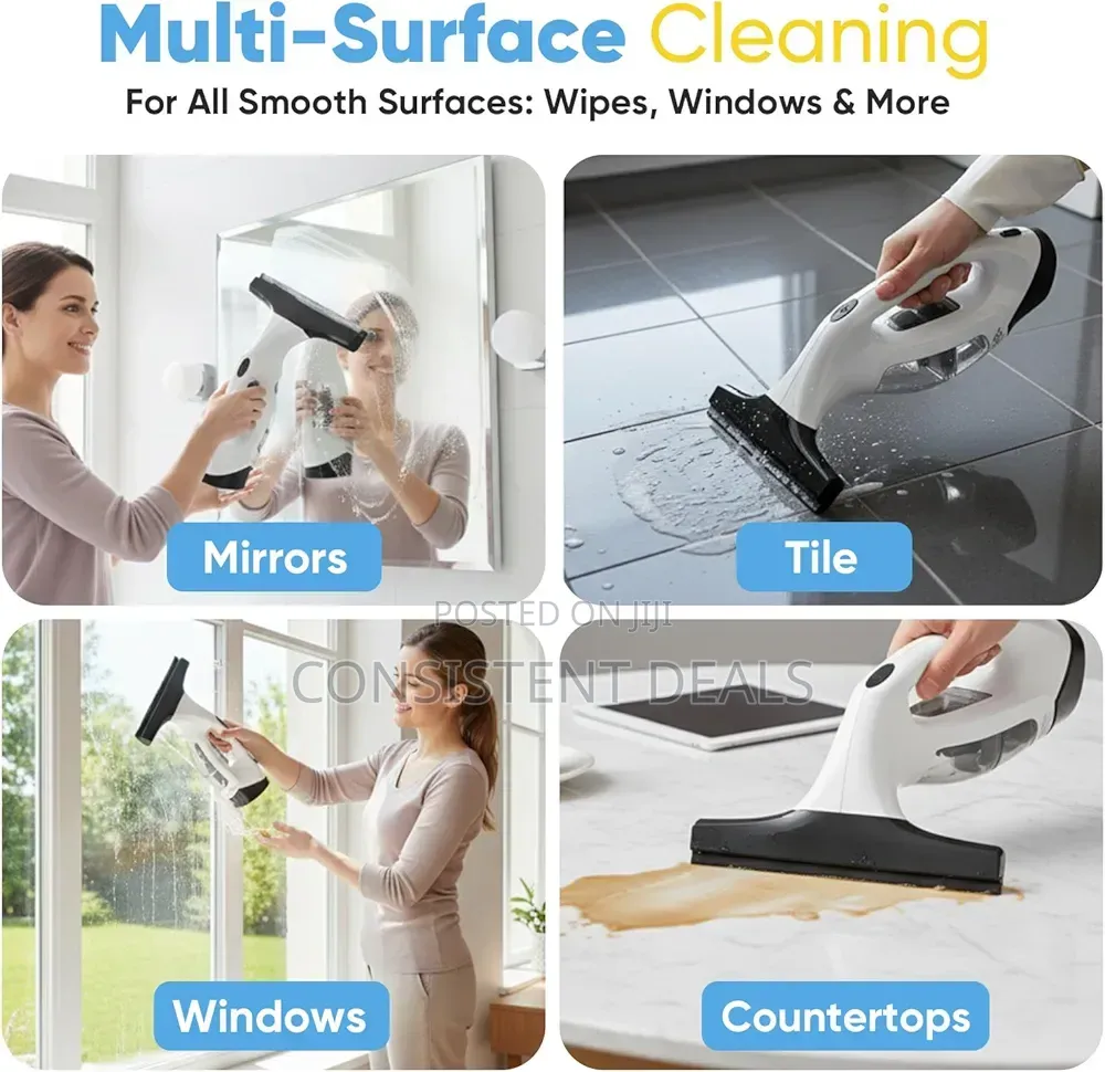 Cordless Window Vacuum Squeegee With Detachable Water Tank