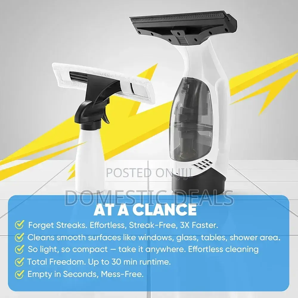 Cordless Window Vacuum Squeegee With Detachable Water Tank
